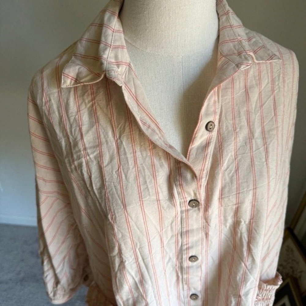 Light Pink Striped Button-Up Jacket - image 2